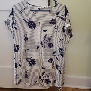 Royal blue and cream top